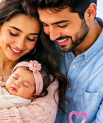 Happy parents smiling at their newborn baby